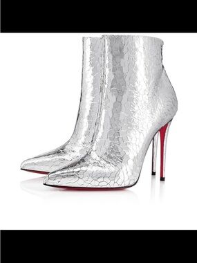 Christian Louboutin So Kate Booty 100mm Specchio Martelé Silver EU 41 NIB